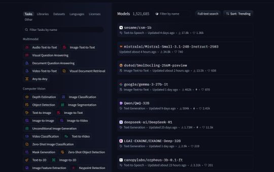 Screenshot of Hugging Face as the artificial intelligence company calls on the US government to prioritise open-source development in its forthcoming AI Action Plan.