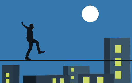 Person walking a tightrope as OpenAI CEO Sam Altman attempts to balance its nonprofit mission amid broader restructuring to attract the colossal funding needed for AGI development.