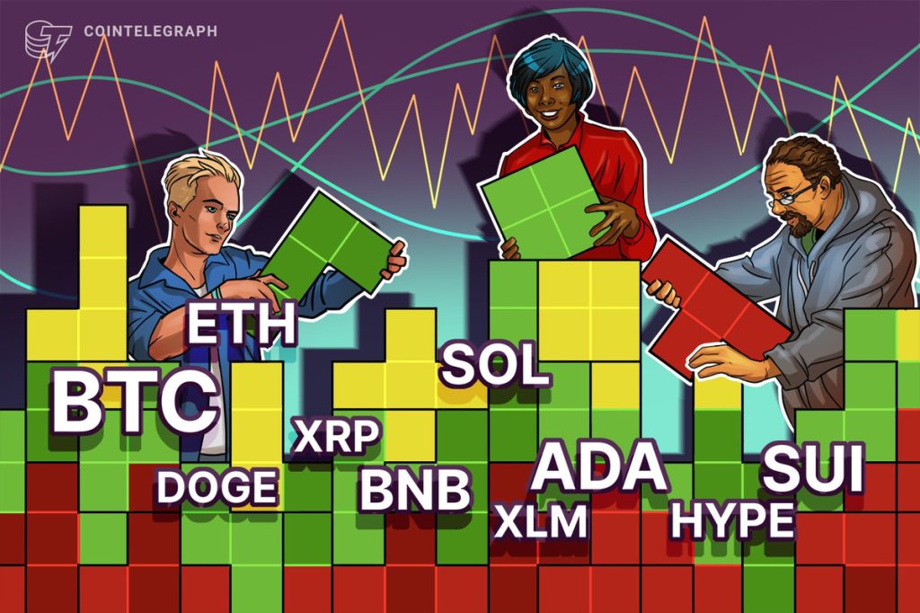 Price predictions 8/8: BTC, ETH, XRP, BNB, SOL, DOGE, ADA, HYPE, XLM, SUI