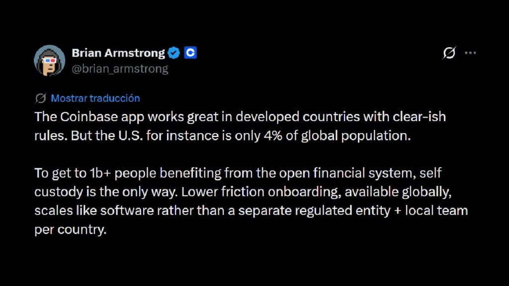 Coinbase CEO Brian Armstrong Champions Self-Custody to Reach 1 Billion Users