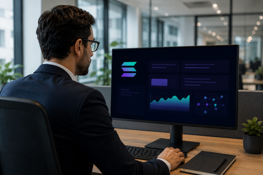 A person working on Solana block