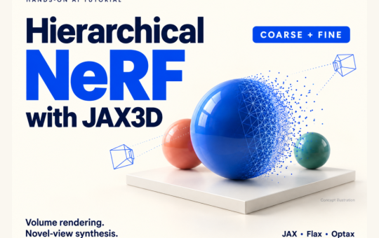 Hierarchical NeRF with JAX3D for Volumetric Rendering, Novel-View Synthesis, and 3D Reconstruction