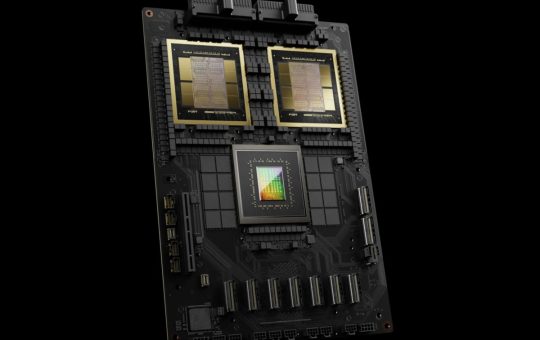 NVIDIA Grace Blackwell compute board coordinating component flows across GPUs, CPUs, and HBM memory packages forms the foundation of NVIDIA's cuOpt and Palantir Foundry supply chain allocation system.