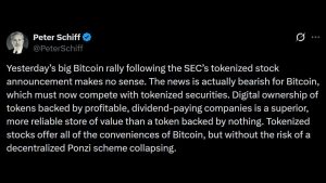 Schiff Warns Tokenized Stocks Will Siphon Liquidity From Bitcoin