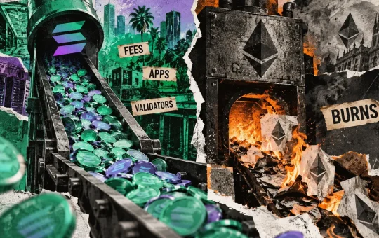 Solana flips Ethereum in fees, while ETH holds the burn lead